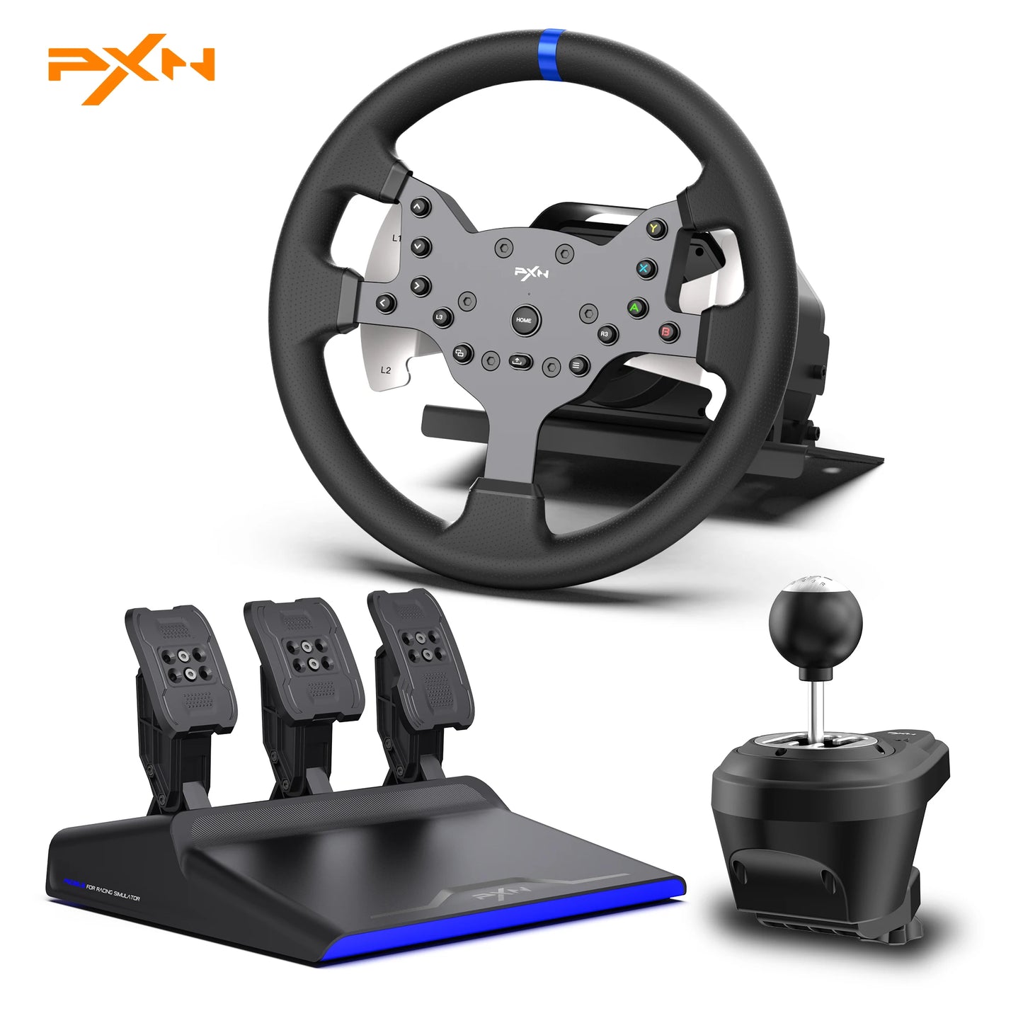 PXN V99 PC Racing Wheel Real Force Feedback Steering Wheel with Pedals Shifter Detachable 270/900 Degree Gaming Wheel