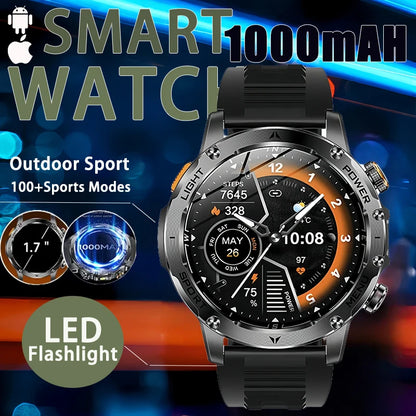 New Military T-Rex 3 Ultra 1000mAh Battery Smart Watch IP68 Waterproof Fitness Track Flashlight Heart Rate Sports Smartwatch Men