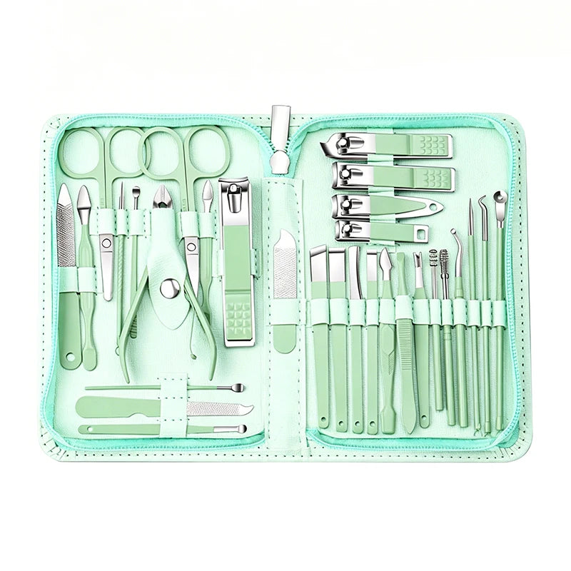 30PCS Manicure Set Pedicure Kit Professional Nail Clipper Set Stainless Steel Manicure Kit Nail Kit with Storage Box for Family