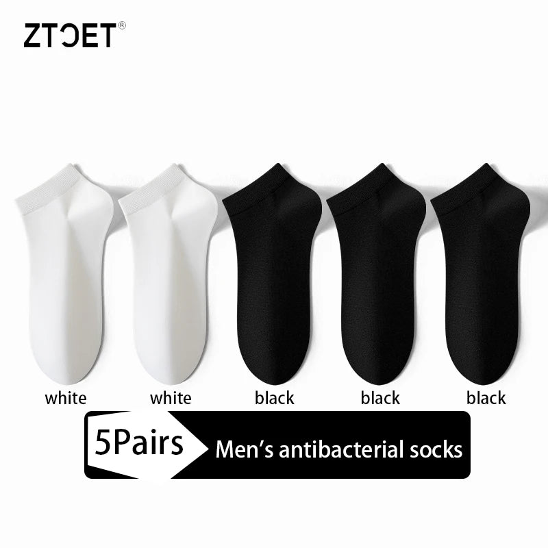 Men Combed Cotton Socks Short Breathable Odor proof and antibacterial Business Spring Summer for Male socks High Quality 5Pairs