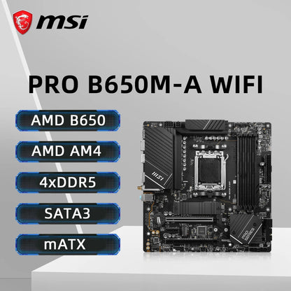 MSI PRO B650M-A WIFI Motherboard Support 7950X 7900X 7800X3D 7700X 7600X 7500F CPU 4xDDR5 7200MHz 256GB HDMI NVME M.2 AM5 mATX