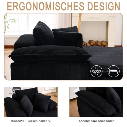 Ramfri loungesoffa i manchester med armstöd – 177 × 122 cm