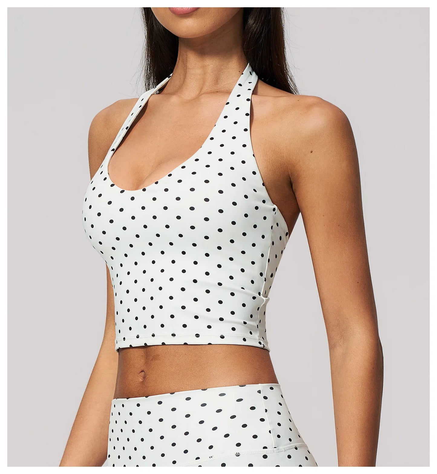 Yoga Bra Women Sports Underwear Fitness Crop Top Polka Dot Yoga Vest Deep V Backless Sports Vest Female Workout Shockproof Tops