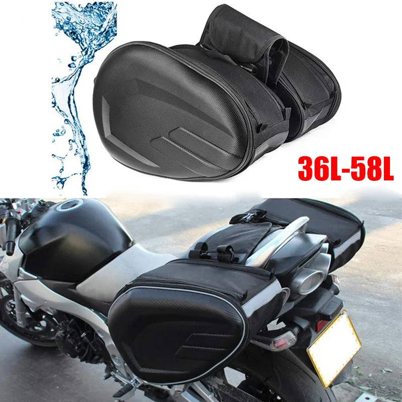 Expanderbara sidoväskor för motorcykel – modell 9001, svart