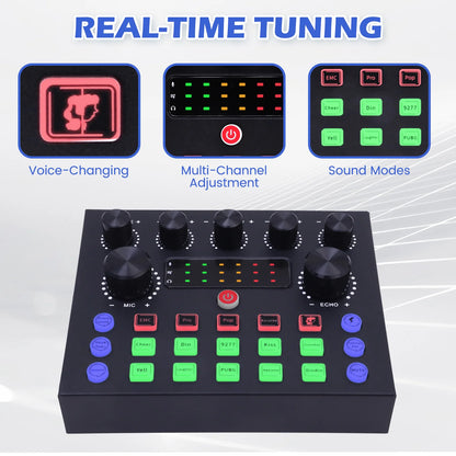 Professional Studio Recording Kit Podcast Music Mixer Equipment Condenser Microphone Set for PC Smartphone Laptop Computer Vlog