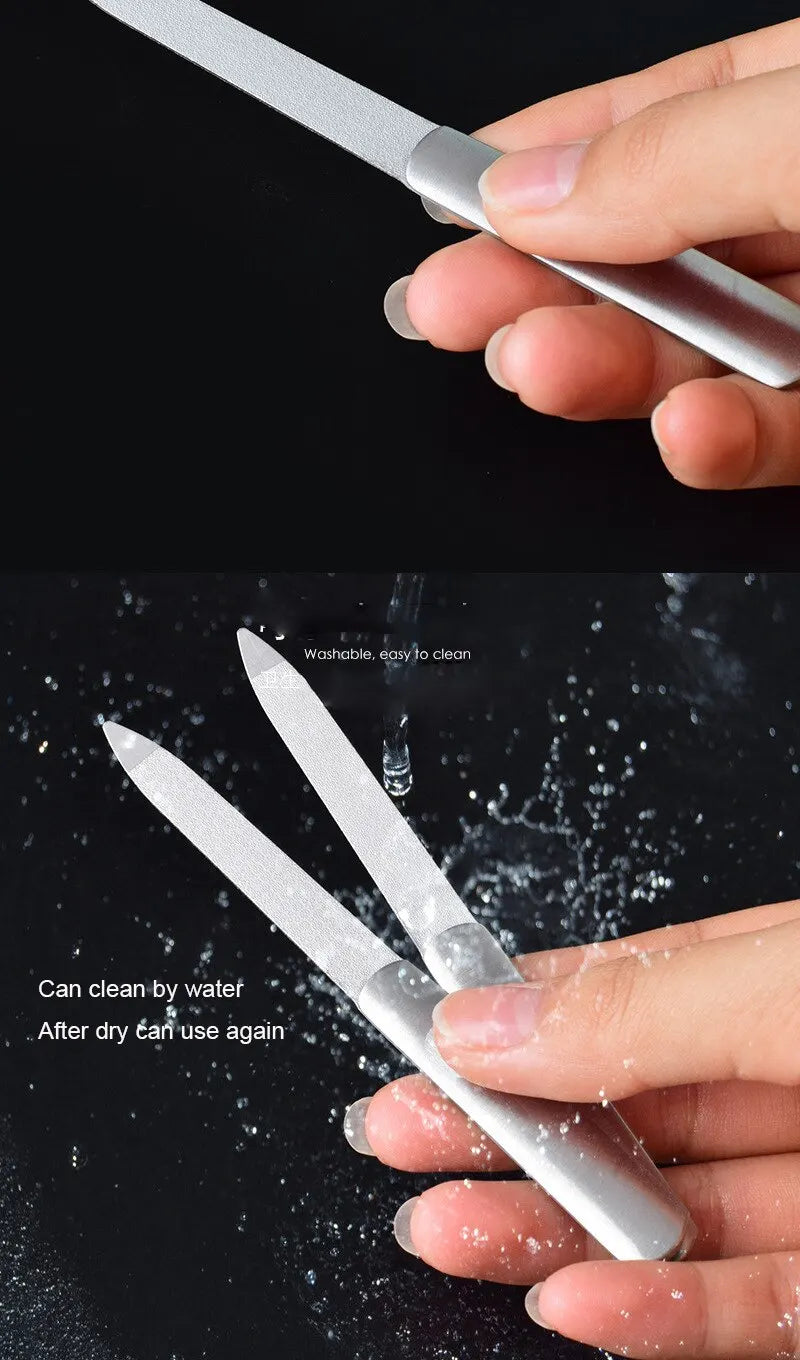 Mix 3 Size Nail File Stainless Steel Professional Exfoliating Double Sides Sandpaper For Professional Finger Toe Nail Care Tools