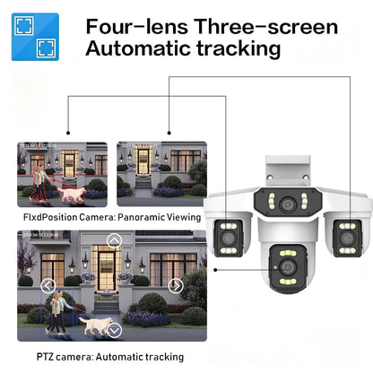 15MP Wifi IP Camera Three Lenses 8K PTZ Four Lens Outdoor Smart Home Wireless Surveillance Cameras Onvif Baby Monitor YOOSEE