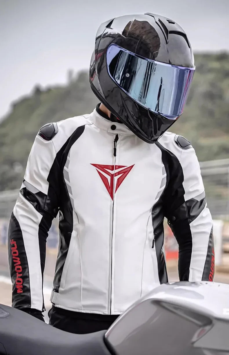 CE Certified Motorbike Leather Jacket for Men Autumn Winter Warm Windproof Riding Coat with Removable Liner Motorcycle Jacket