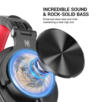 OneOdio Studio DJ Headset Over-Ear – 40mm Neodym 32Ω 110dB 90° Roterande Avtagbar Kabel 3,5mm/6,3mm CE 2 Års Garanti Röd