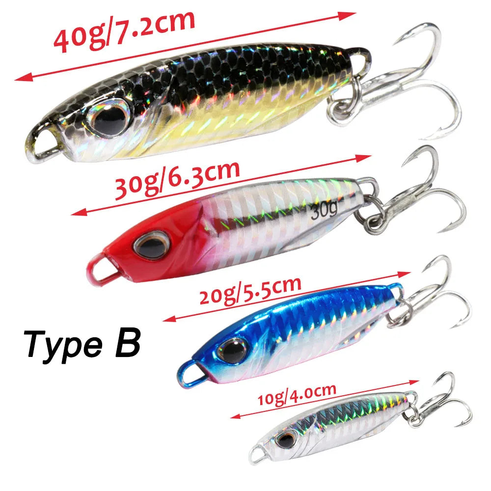 Metal Jig Fishing Lure 10g 20g 30g 40g Shore Casting Swimbait Spoon Spiner Laser LAKE Pesca Ocean Tackle Wobbler Artificial Bait