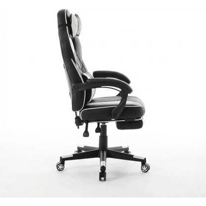 Garvee Black & White PU Leather Side Chair – Flame-Retardant, Waterproof, High-Density Foam, Solid Wood Legs, Ideal for Family Homes