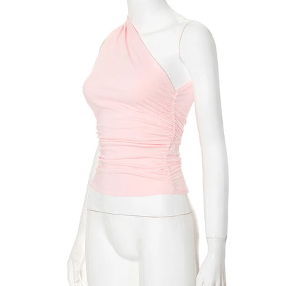 BIDIJONES one-shoulder-topp dam med öppen rygg – enfärgad, S–L