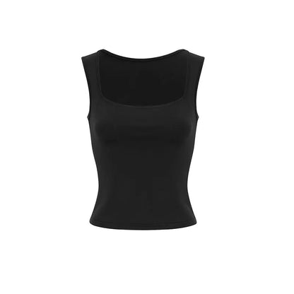 Dam Linne Fyrkantig Hals Dubbellager – Y2K Tight Sexy Goth Sommar 2026, 8 Färger S–XL