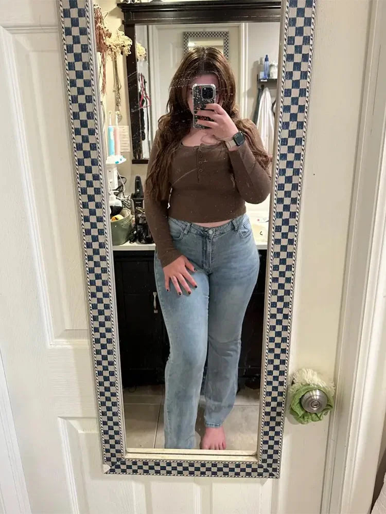 Hot Sale Women Stretch Thin Flared Jeans Lady Fashion High Waist Denim Pants Girls Korean Ins Fashion Straight Leg Trousers