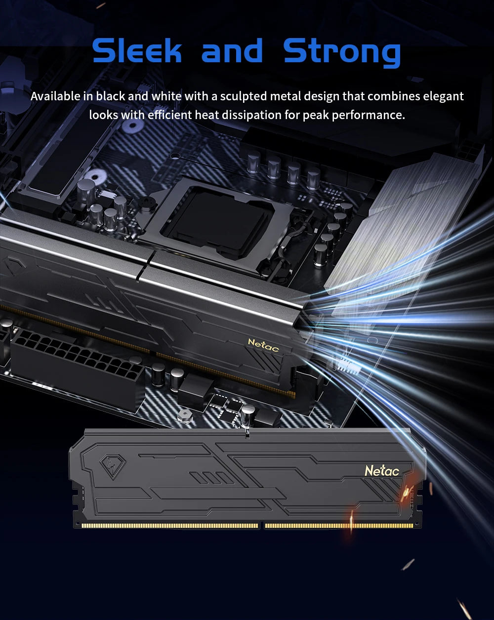 Netac Memory RAM 8G 16G 8Gx2 16Gx2 DDR4 288Pin UDIMM 3200MHz 3600MHz Support XMP2.0 DDR5 4800MHz Dual Channel RAM for Desktop PC