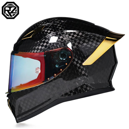 ORZ Carbon Fiber Motorcycle Helmets Men's and Women's Four Seasons Lightweight Helmets Motocross Color Lens Cosas Moto