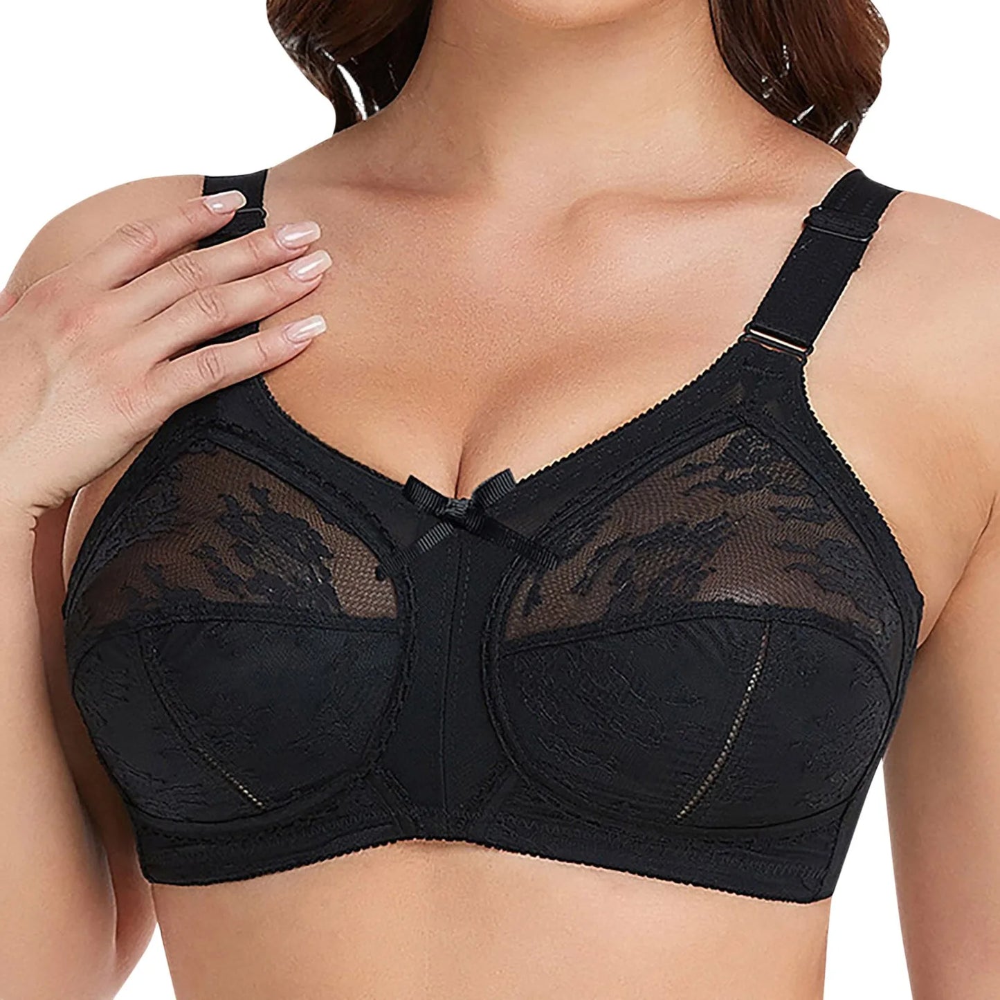 Women's Plus Size Bra Floral Lace Full Coverage Sexy No Steel Ring Bra Wrap Chest Sleeping Underwear Seamless Bras For Woman
