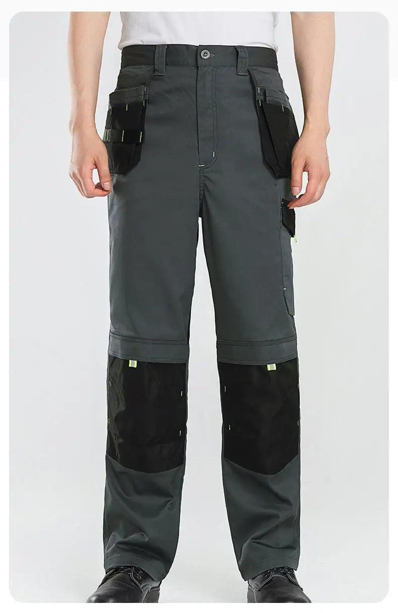Spring And Autumn Elastic Work Pants Repair Workshop Wear Resistant Reinforced Multi Pocket Welding Pants