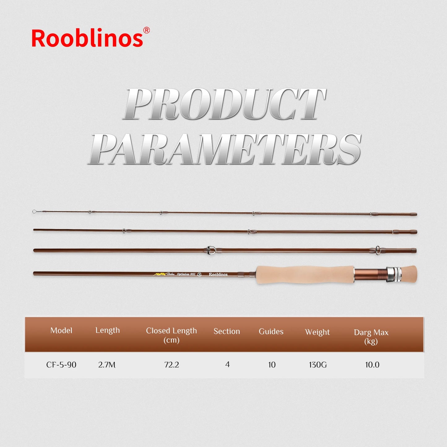 ROOBLINOS Flugfiskespö 4/5wt 9ft (2,7m) – Ultralätt Kolfiber Fast Action Sötvatten 2026