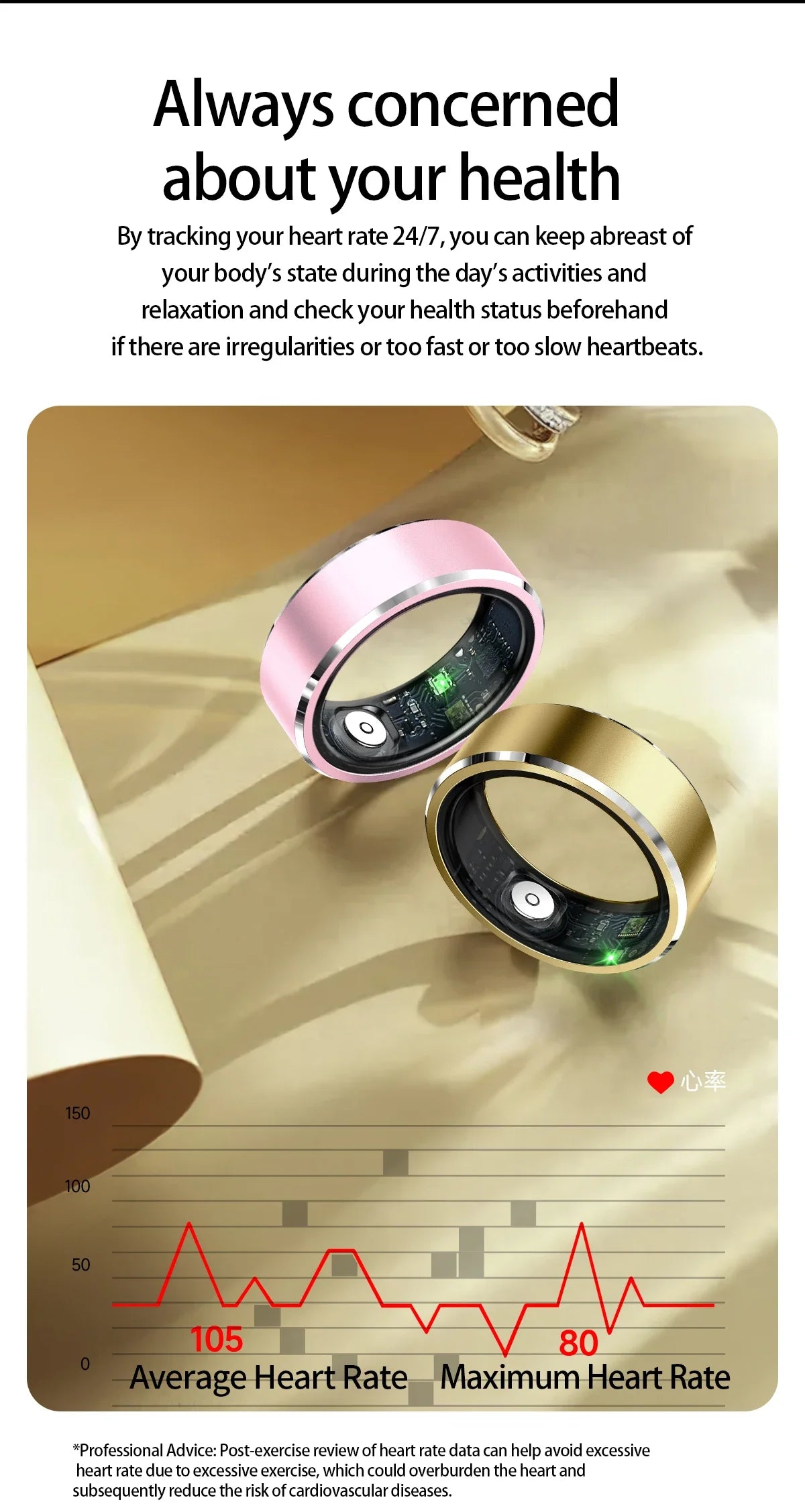 Smart Ring Men Heart Rate Blood Oxygen Pressure Monitor Smartring for Women Sleep Fitness Tracker New