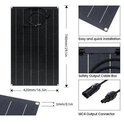 Semi-Flexibel ETFE Solpanel 500W–2000W – Lättviktig 18V/36V för Husbil Båt Camping Tak, 1–4 Paneler