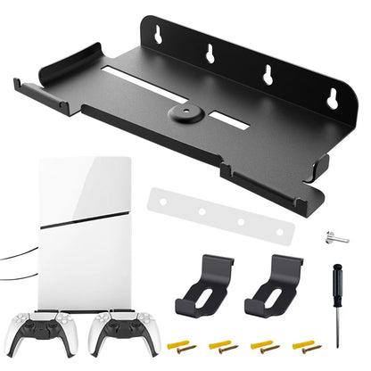 Wall Mount Bracket Display Stand Base with Controller Holder Wall Hanging Stand for PS5 Slim Digital Edition and Disc Edition