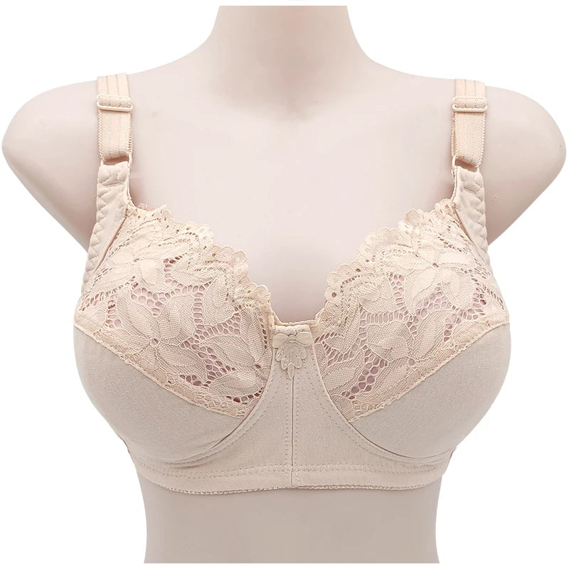 Sexy Lace Bra For Women Wire Free Bras Cotton Comfortable Underwear Soft Lingerie Push Up Big Size  46DC