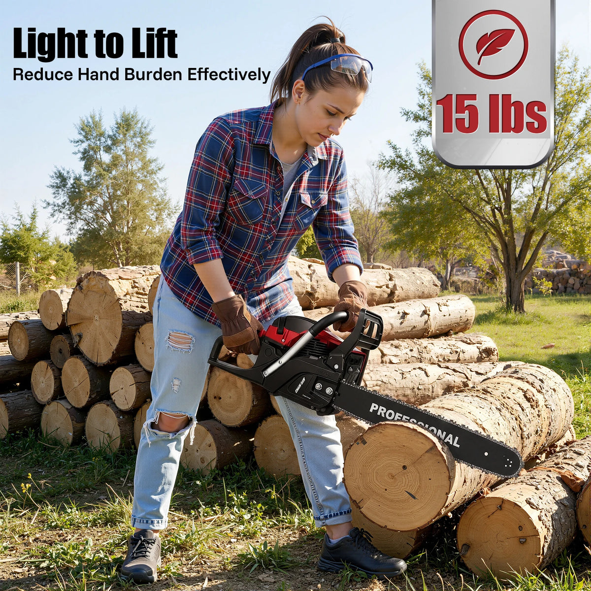 Motorsåg 58cc 2,4kW 50cm – Bensindriven Lågvibration Vedhuggning Skogsavverkning Trädgård DIY Med Verktygsväska & Handskar 2026