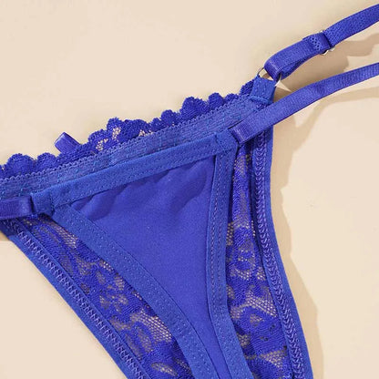 Sexy Adjustable Lingerie Women Low Rise Lace Thongs Sexy Hollow Out Underpants Female Breathable Perspective Thongs Underwear