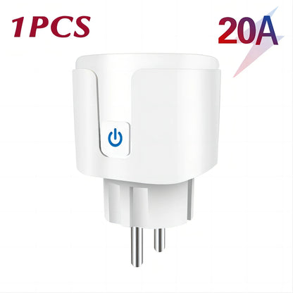 WiFi Smart Plug 16A/20A EU Smart Socket With Power Monitoring Timing Function Works with Tuya Smart Life App Voice Control