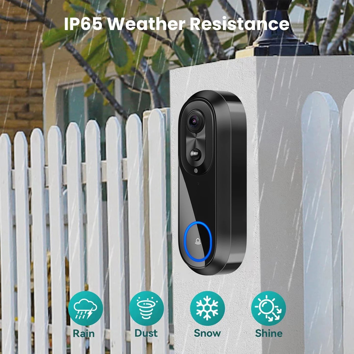Dual-band WiFi Dörrklocka 1080P – Tuya, IP65, 7000mAh, Röstförvrängning, PIR, USB-chime