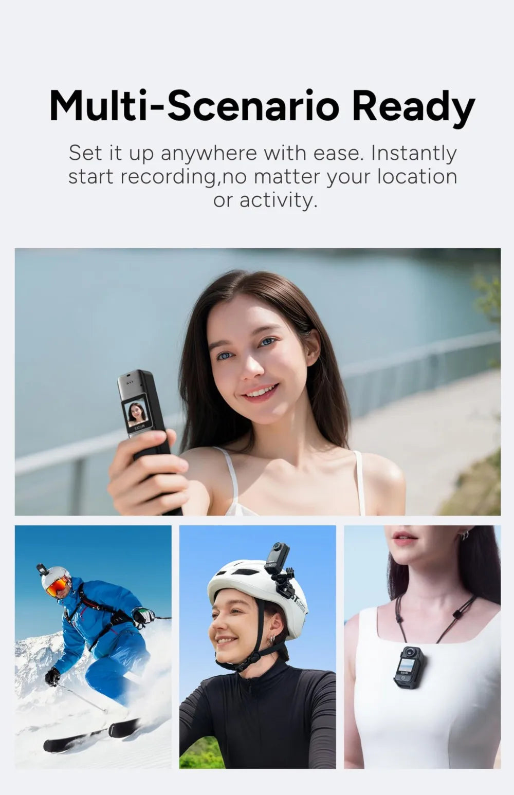 4K VLOGGING Camera C300 SJCAM With Mini Tripod Necklace, Long Battery Six-Axis Gyroscope Anti-Shake Sports Cam for Travel