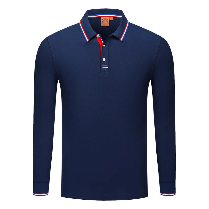 Långärmad Polo-shirt med Eget Tryck eller Logotyp – Unisex S–4XL (Asian)