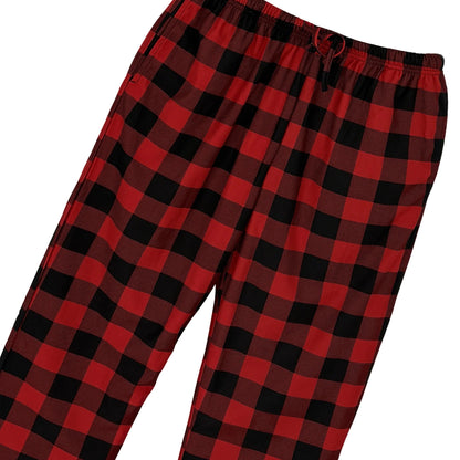 Herr Pyjamas Set Rutig – Kortärmad V-ringning & Byxor med Fickor Drawstring, 5 Färger M–1XL
