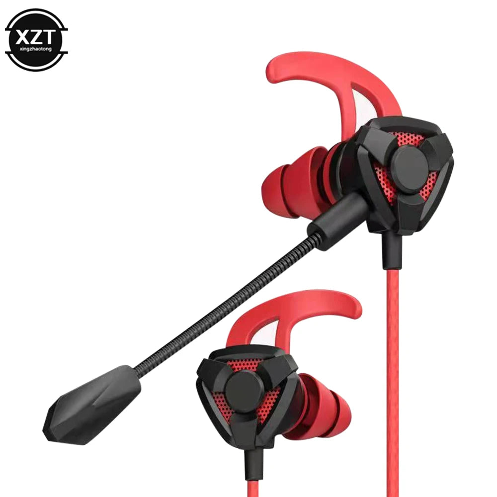 WYMECT Gaming In-Ear Headset med Mikrofon – 3,5mm Aktiv Brusreducering 120cm PUBG PS4 CSGO Telefon Surfplatta Laptop Svart Röd