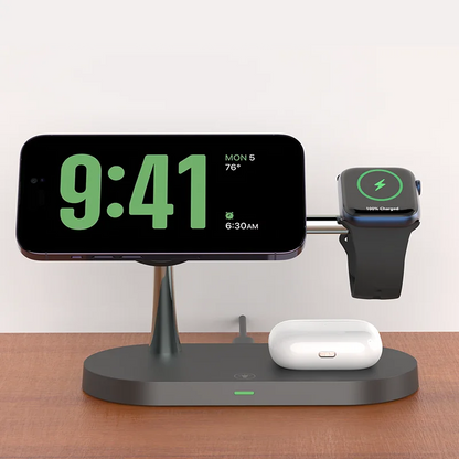 TIMESS 3-i-1 trådlös laddstation för iPhone, Apple Watch och AirPods