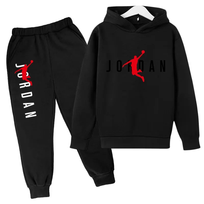 Kids Hoodie Basketball Letters Pullover 3-12Yrs Coat Sweatshirt+Pants Boy Girl Toddler Jogging Clothes Leisure Fashion Brand Set