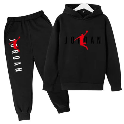 Kids Hoodie Basketball Letters Pullover 3-12Yrs Coat Sweatshirt+Pants Boy Girl Toddler Jogging Clothes Leisure Fashion Brand Set