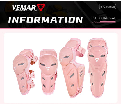 Motocross Knee Pads & Elbow Pads Set Adult Black Pink Leg And Elbow Protective Gear for Dirt Bike Motorcycle For Riding M-L