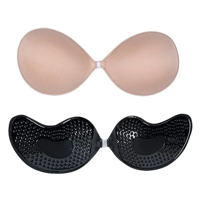 1/2Pcs Sexy Women Invisible Push Up Bras Reusable Adhesive Self-Adhesive Silicone Front Closure Sticky Bra Black Skin Strapless