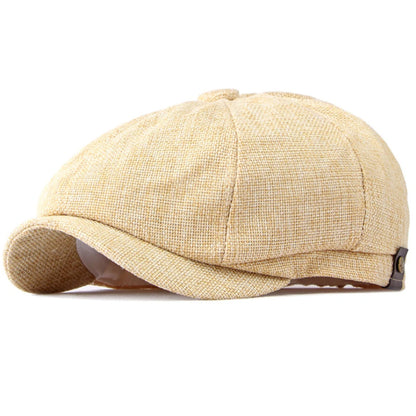HT4668 Beret Cap Spring Summer Sun Hat Men Women Retro Artist Painter Linen Beret Hat Male Female Octagonal Flat Cap Mens Berets