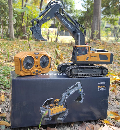 Oike 4WD Remote Control Excavator Alloy Dump Truck Bulldozer Radio Model RC Car Construction Vehicle with Lights Sound Toy Gift
