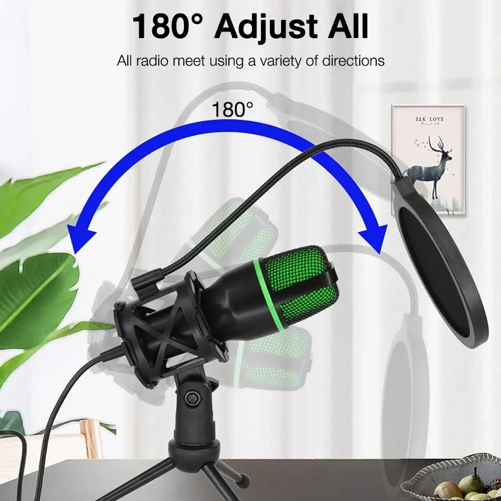 AyeBeau USB-kondensatormikrofon för streaming – utan RGB
