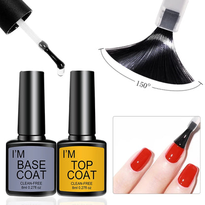 4 Pcs/Set Top Coat And Base Coat Clear Gel Nail Polish Kit Semi Permanent Nail Art Manicure Soak Off LED UV Gel Varnishes Set