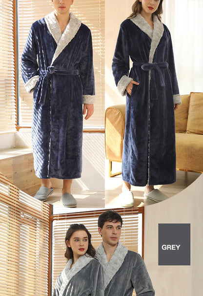 Female Autumn and Winter Warm Long Coral Velvet Thick Couple Bath Bathrobes Men Women Pajamas Shower Robe Bath Towels For Adults