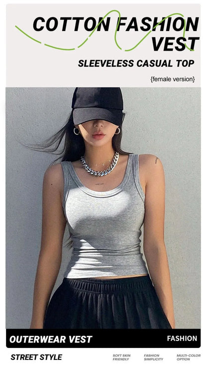 Dam Slim Ribbed Bomull Linne – Ärmlös O-ringning Bodycon Mjuk Andningsbar Sommar, 1/2/3-pack M–XXL