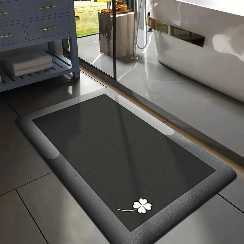 Flannel Thickened Absorbent Bathroom Floor Mat Printed Toilet Non-slip Foot Mat Bedroom Square Carpet Entrance Mat