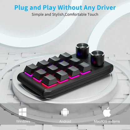 Bluetooth 12 Key 2-knob USB Programming Macro Custom Keyboard Game Console Mechanical Keyboard Photoshop Hot Swappable Keyboard