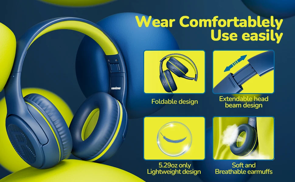 AWATRUE AT2 Headset,3.5mm Surround Stereo Gaming Headphones with Mic Soft Memory Earmuffs for PC,Laptop,Kids for School Toddler