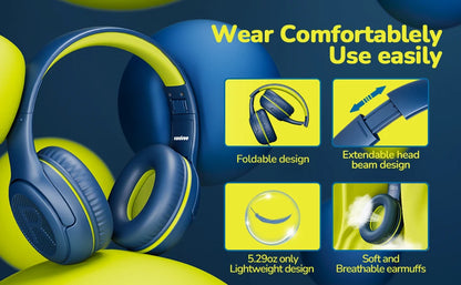 AWATRUE AT2 Headset,3.5mm Surround Stereo Gaming Headphones with Mic Soft Memory Earmuffs for PC,Laptop,Kids for School Toddler